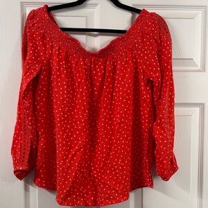 Maurices Red Polka Dot Blouse